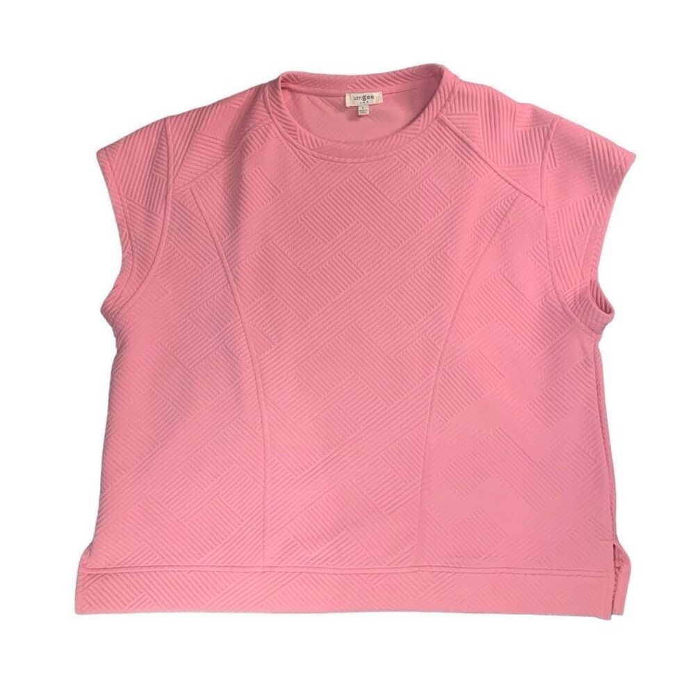 Umgee Womens Size Large Pullover Sleeveless Top Pink Jacquard Stretch